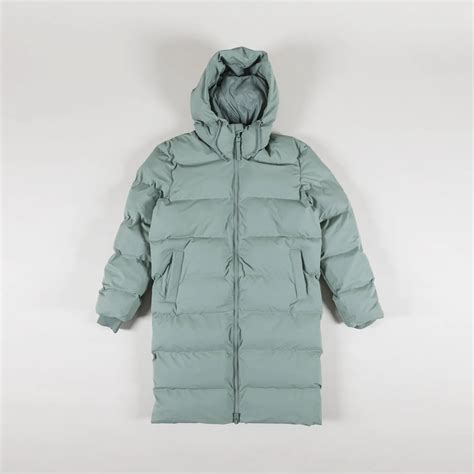 Rains Womens Insulated Alta Long Puffer Jacket Haze Green