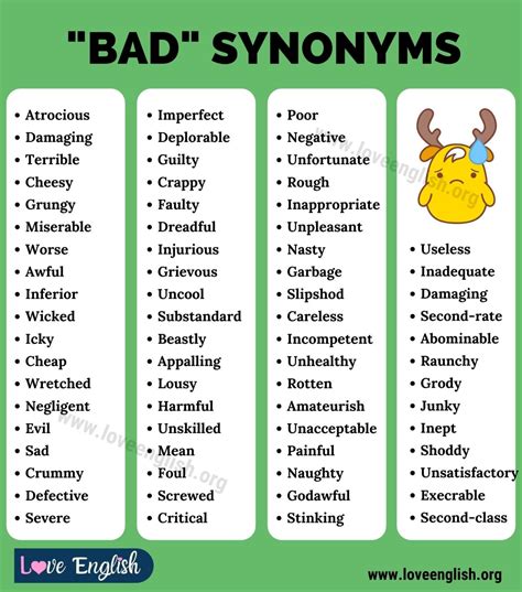 Another Word for BAD: 70 Common Synonyms for Bad in English - Love English