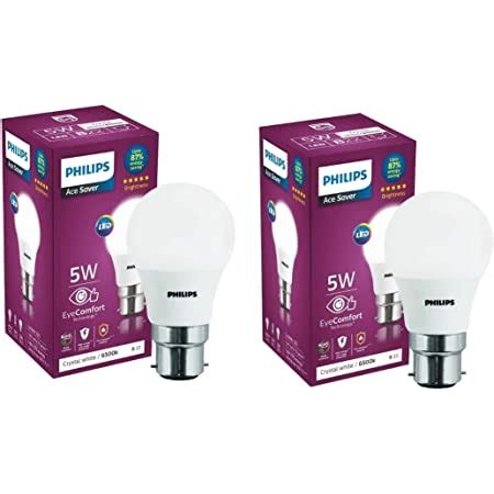 Philips Ace Saver 5-watt B22 LED Bulb | Crystal White LED Bulb | Pack ...
