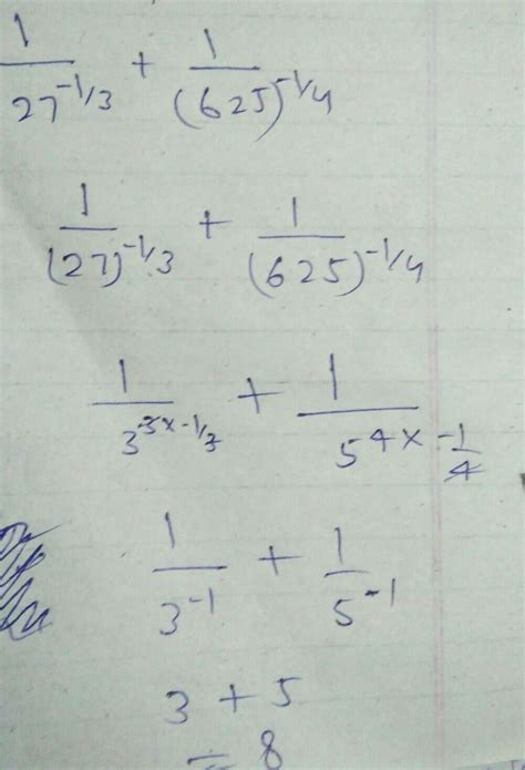 simplify :1/(27 )^-1/3 +1 /(625 )^-1/4 - Brainly.in