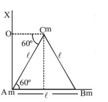 Three particles, each of mass m gram, are situated at the vertices of ...