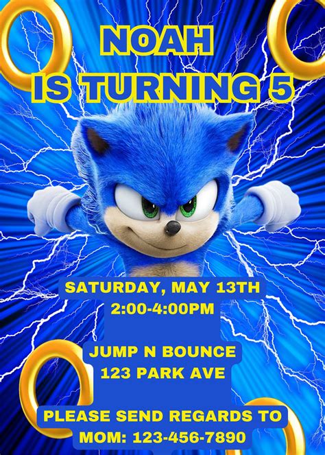 Sonic the Hedgehog Birthday Invitation - Etsy