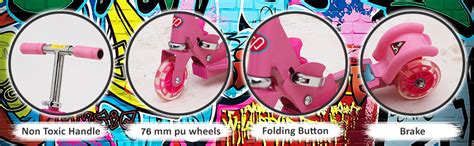 Wembley Kick Scooter for Kids 3 Wheels Steel Frame Large Foldable ...