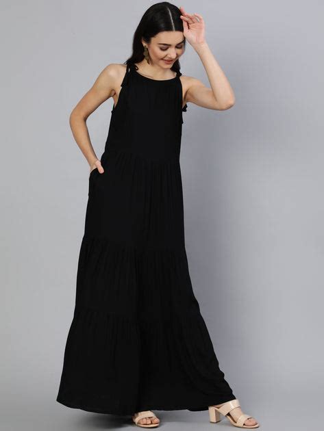 Women Black Halter Neck Tiered Dress – Nayo Clothing
