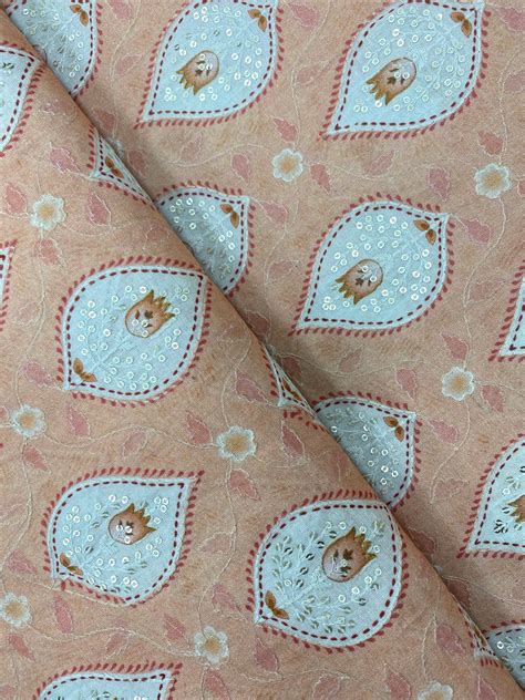 Ethnic Pattern Print With Embossed Self Thread Embroidery And Small Se ...
