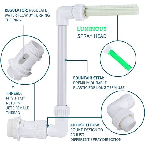 Buy Elbourn Pool Water Fountain with Green LED Light, Above Ground Pool ...