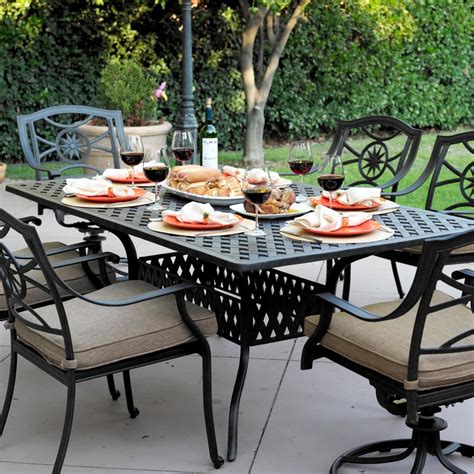 Ten Star 7 Pc Cast Aluminum Dining Set w/ 72 X 42 Inch Series 30 Table ...