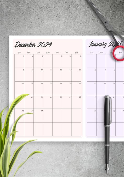 Download Printable Two Months On Page Calendar PDF