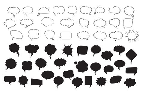 A set of comic speech balloons on transparent background. Vector ...