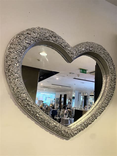 Rose Heart Shape Mirror Silver