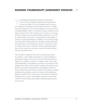 Fillable Online BUILDING VULNERABILITY ASSESSMENT CHECKLIST Fax Email ...