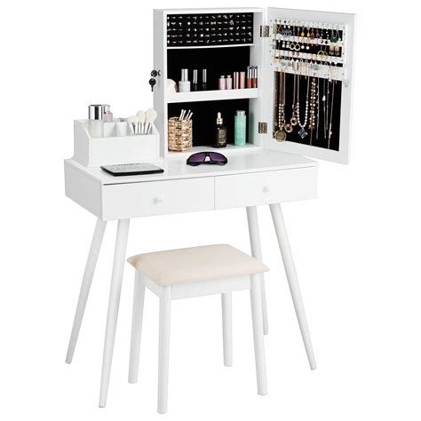 Buy Giantex Makeup Vanity Set with Lockable Jewelry Cabinet and Mirror ...