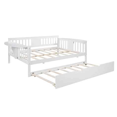 Full size Daybed With Twin Size Trundle And Wood Slat Support,Solid ...
