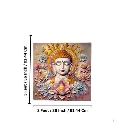 3X3 Feet Serene Buddha 3D Wall Mural / LED light Installed