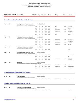 Calendars | Curricula | Stony Brook University