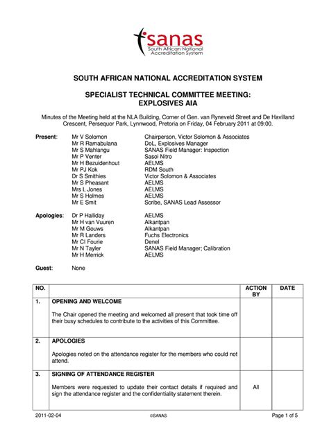 Fillable Online MINUTES OF THE SPECIALIST TECHNICAL COMMITTEE MEETING ...