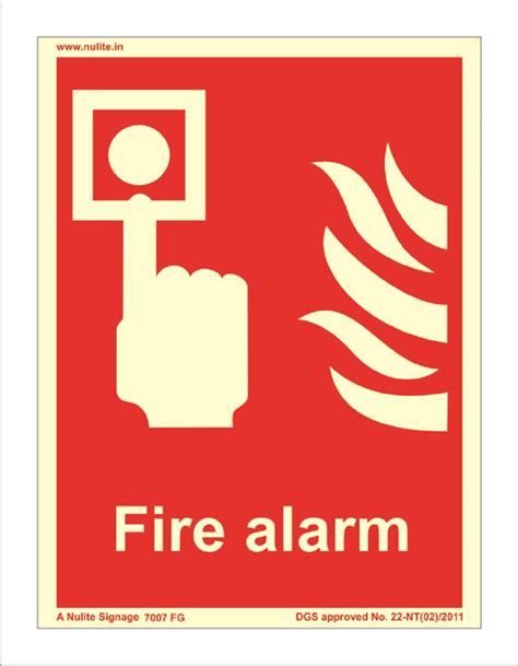 Fire Alarm FA vinyl Sticker Sign Nulite 7007 FG Glow In the Dark ...