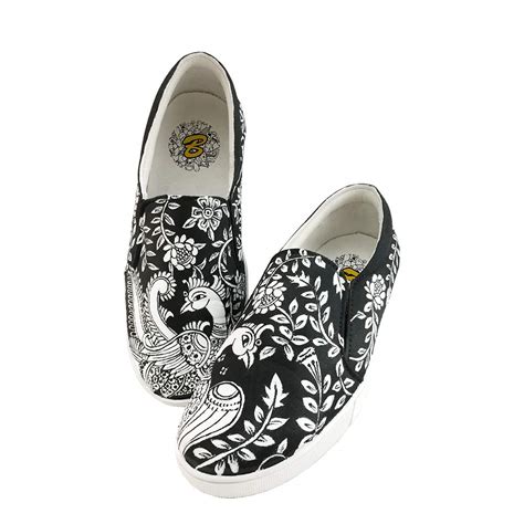 Buy Badhuche Women Canvas Shoes Customised Hand Painted Water Proof ...