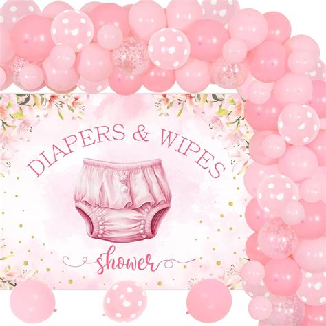Diapers and Wipes Theme Baby Shower Decorations Pink and Purple Diaper ...