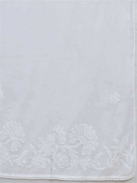 HOK Hand Embroidery Chikankari Dupatta in white - House Of Kari ...