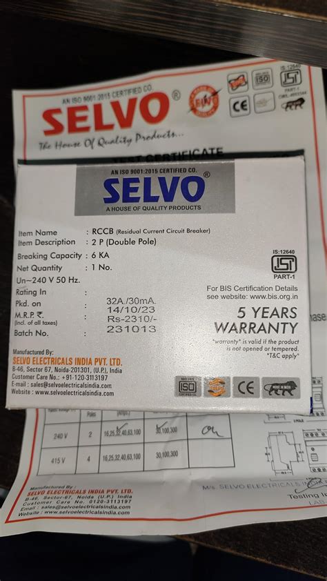 SELVO 32 Amps Double Pole 30 mA RCCB : Amazon.in: Home Improvement