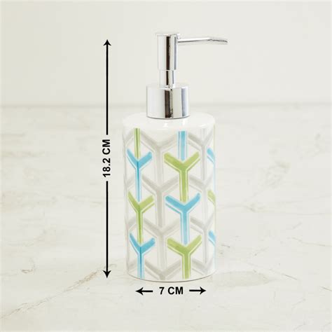 Buy Organic Aqua Printed Ceramic Round Soap Dispenser : 7 cmL x 7 cmW x ...