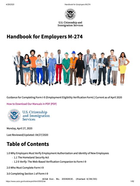 Fillable Online Handbook for Employers M-274 Table of Contents Fax ...