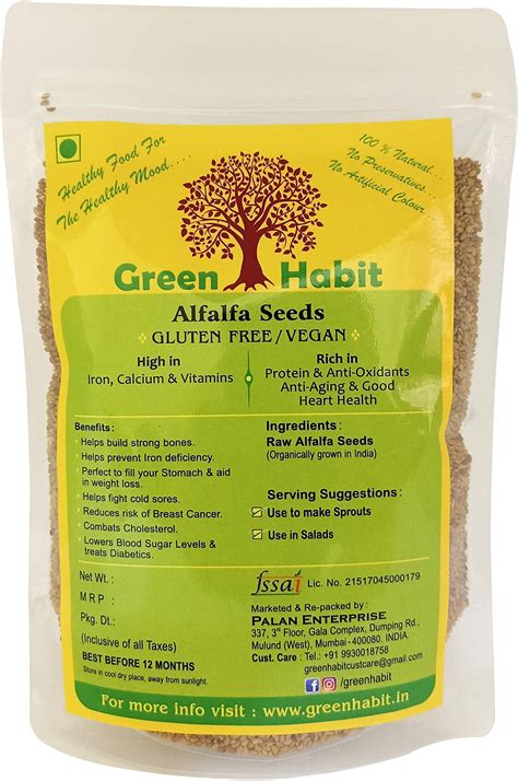 Green Habit Healthy & Nutritious Alfalfa Seeds (450 gram pack) : Amazon ...