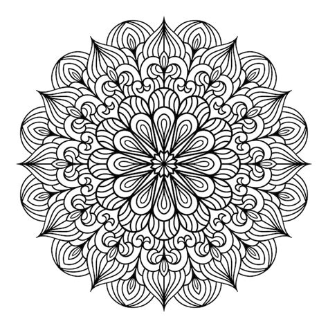 Hand drawn outlined mandala floral pattern art vector, mandala coloring ...