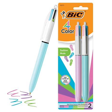 BIC 4-Color Fashion Colors for Medium Point Ball Pen - Pack of 2 ...