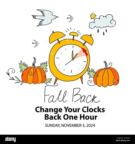 Fall Back or Daylight Saving Time Ends poster. Schedule with Alarm ...