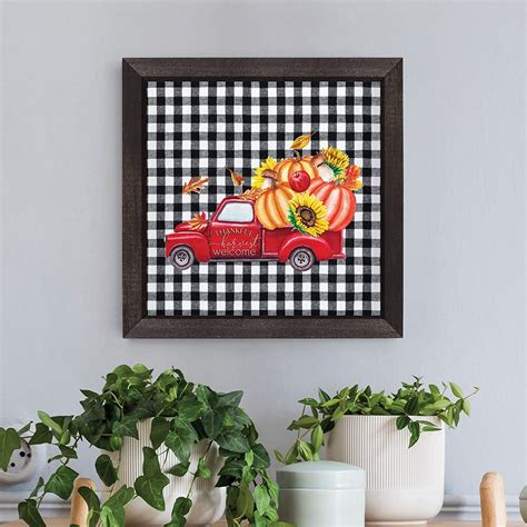 Buy P. Graham Dunn Thankful Harvest Welcome Black Plaid 10.875 x 10.875 ...