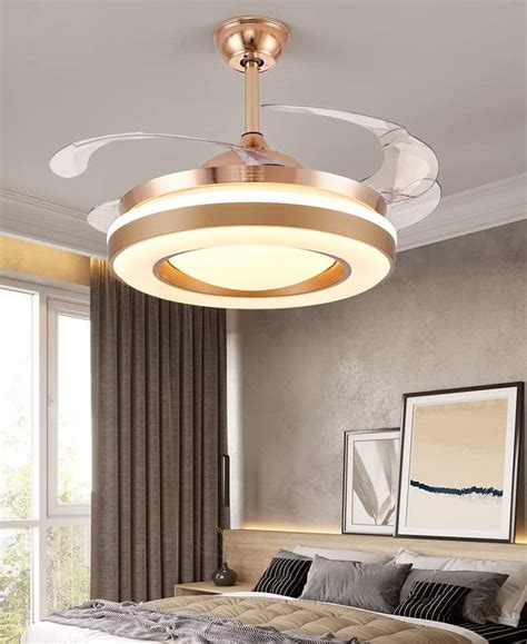 CITRA Invisible Golden Ceiling Fan Chandelier with Remote Control 4 ...