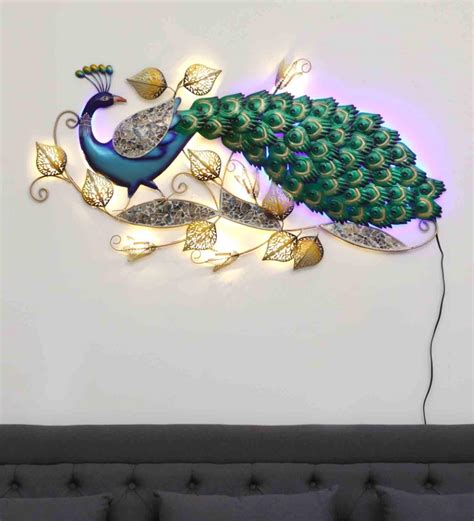 Buy Peacock Multicolor Metal LED Wall Art at 30% OFF by Kraphy | Pepperfry