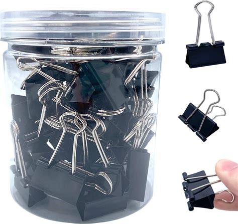 MOTDWKYD 50Pcs Black Binder Clips, Paper Binder Clips Medium Size ...