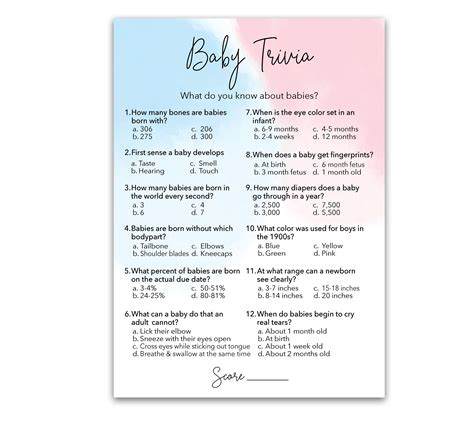 GENDER REVEAL Party Game — BABY TRIVIA Game — Pack of 25 — Minimalist ...