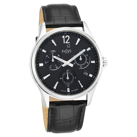 Buy Online Xylys Quartz Multifunction Black Dial Leather Strap Watch ...