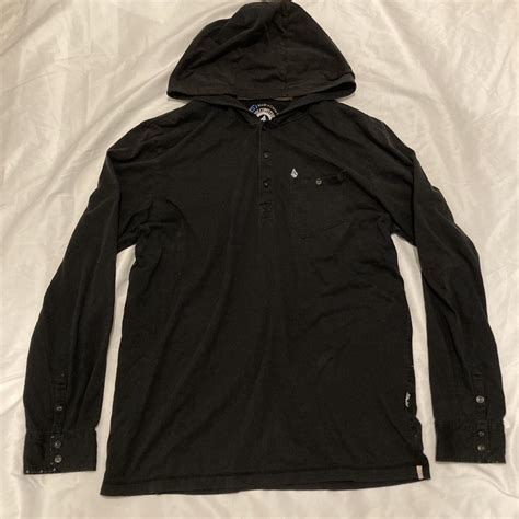 Vintage Volcom hooded long sleeve shirt. Great fit... - Depop