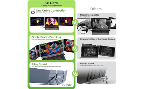 XAVION 14.0" Tri-Screen Portable Foldable Ultra Light & Slim 1.0Kg Dual ...