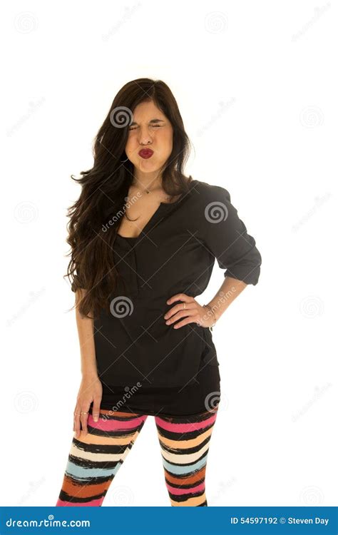 Pretty Dark Complected Woman with Her Eyes Closed Lips Puckered Stock Photo - Image of design ...
