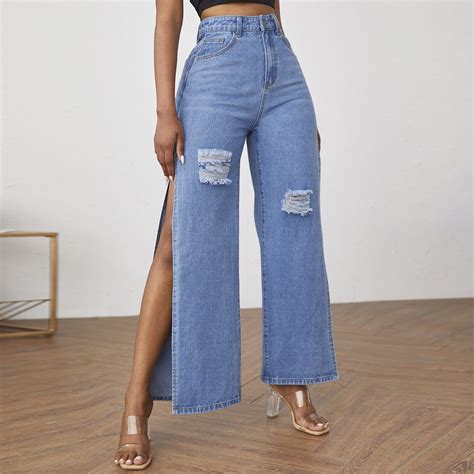 Fayshow0 Jean Pants for Women Straight Leg Women and Sexy Pants Blue ...