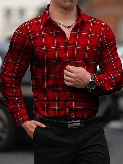 Manfinity Homme Loose Fit Men's Plaid Print Shirt | SHEIN USA