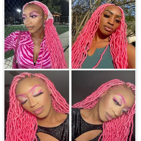 Buy 7Packs Pink Faux Locs 24 Inch Crochet Hair For Black Women New Soft ...