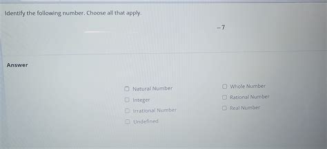 Solved Identify the following number. Choose all that apply. | Chegg.com