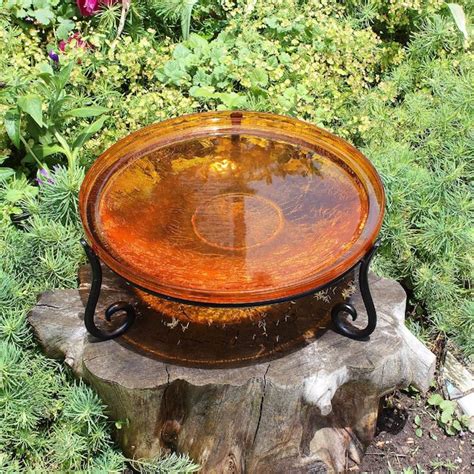 Minuteman International 6-Inches H Orange Glass Complete birdbath in ...