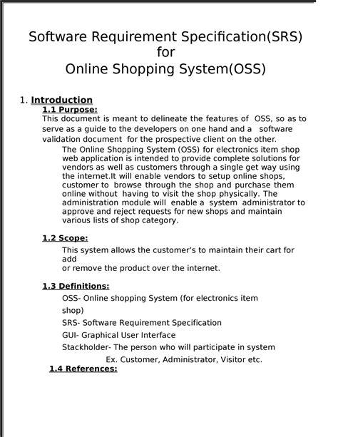 Sample SRS - Software Requirement Specification(SRS) for Online ...