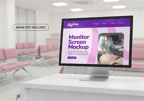 Monitor screen mockup in a clinic setting | Premium PSD
