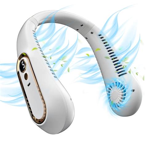 Portable Neck Fan, Bladeless Fan with 4 Air Ducts, 360° Cooling Airflow ...