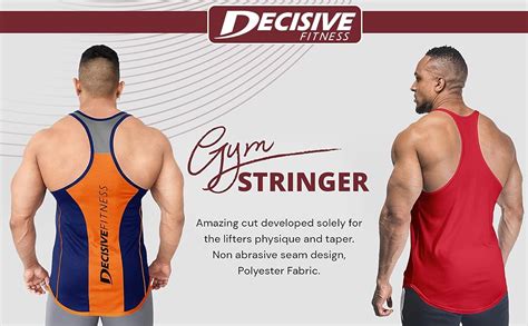 DECISIVE ® Men's Fitness Stringer Racer Back Gym Vest (Black-Blue ...