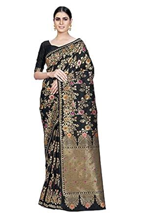 Monjolika Fashion Women's Banarasi Silk Saree With Blouse Piece(4004 ...